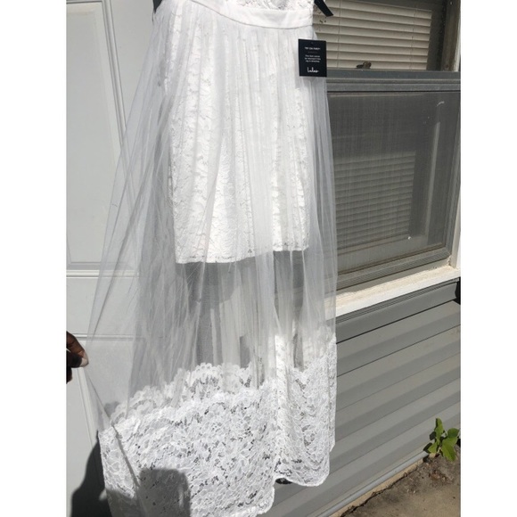 Lulus White Lace Overlay Maxi Cocktail Dress - Picture 5 of 7